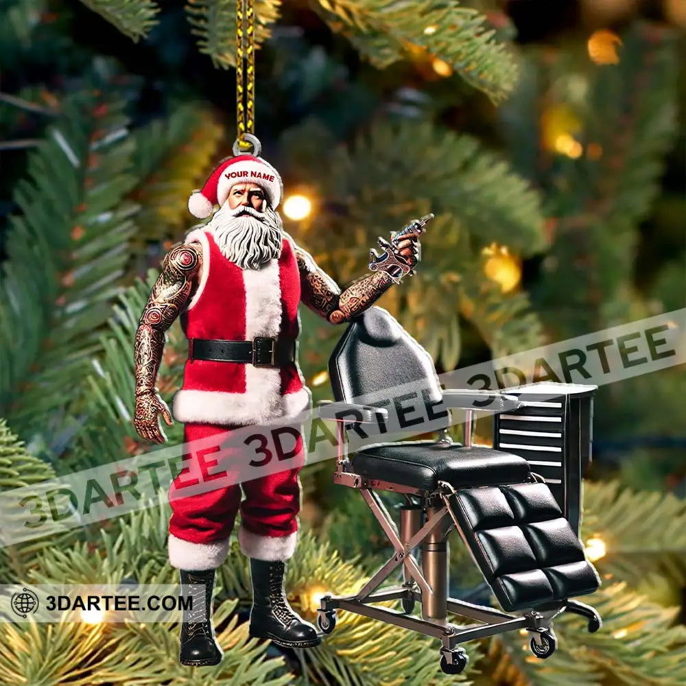 Custom Name Santa Tattoo Ornament Christmas Decoration For Studio