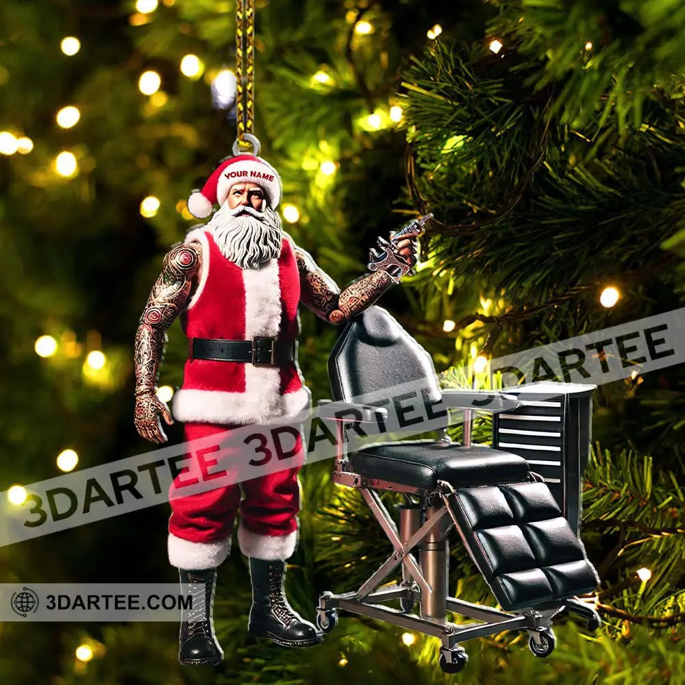 Custom Name Santa Tattoo Ornament Christmas Decoration For Studio