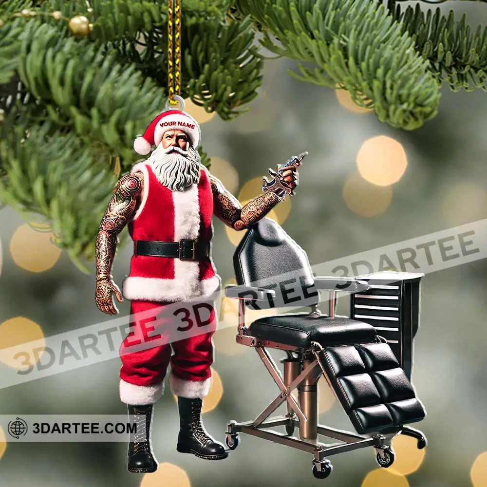 Custom Name Santa Tattoo Ornament Christmas Decoration For Studio