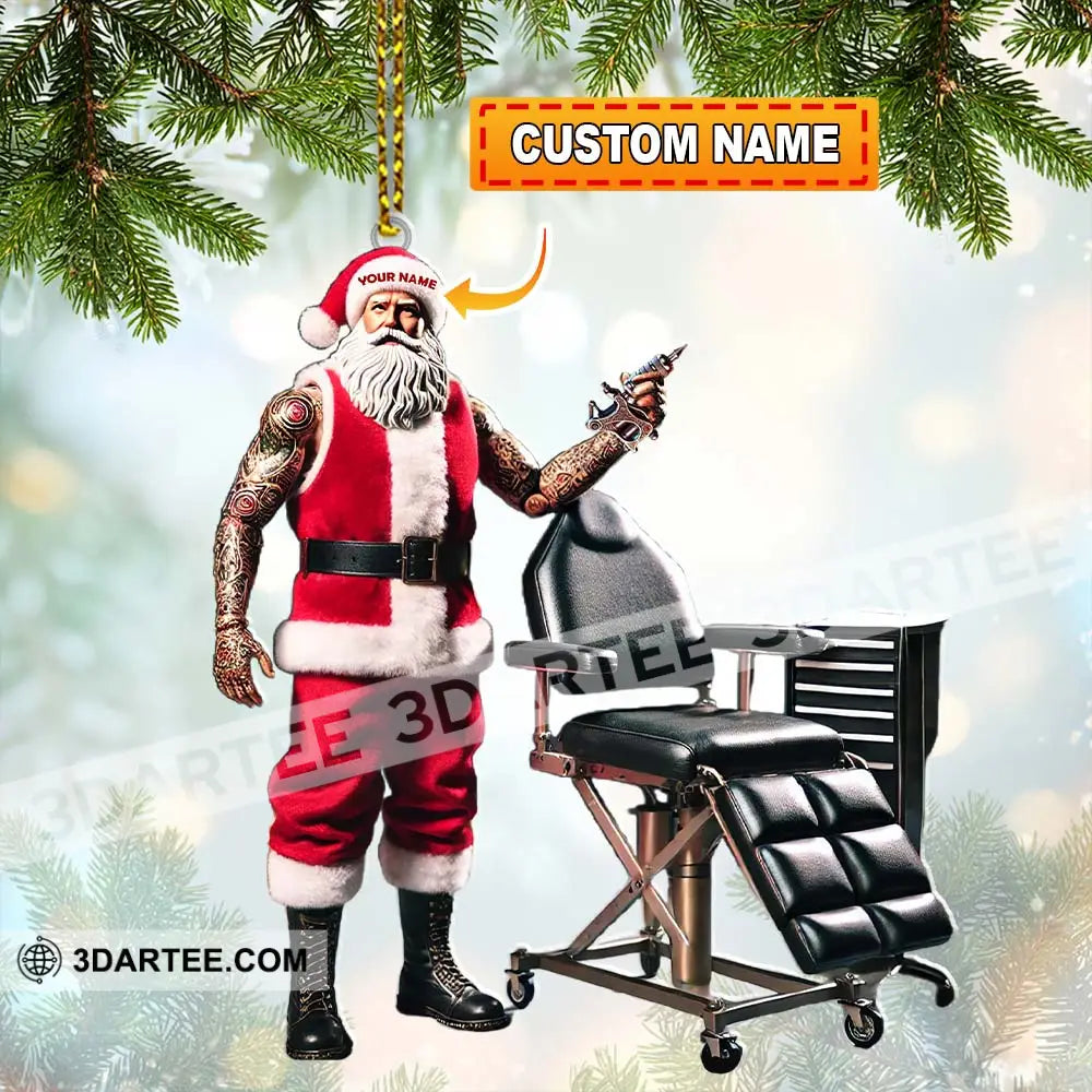 Custom Name Santa Tattoo Ornament Christmas Decoration For Studio