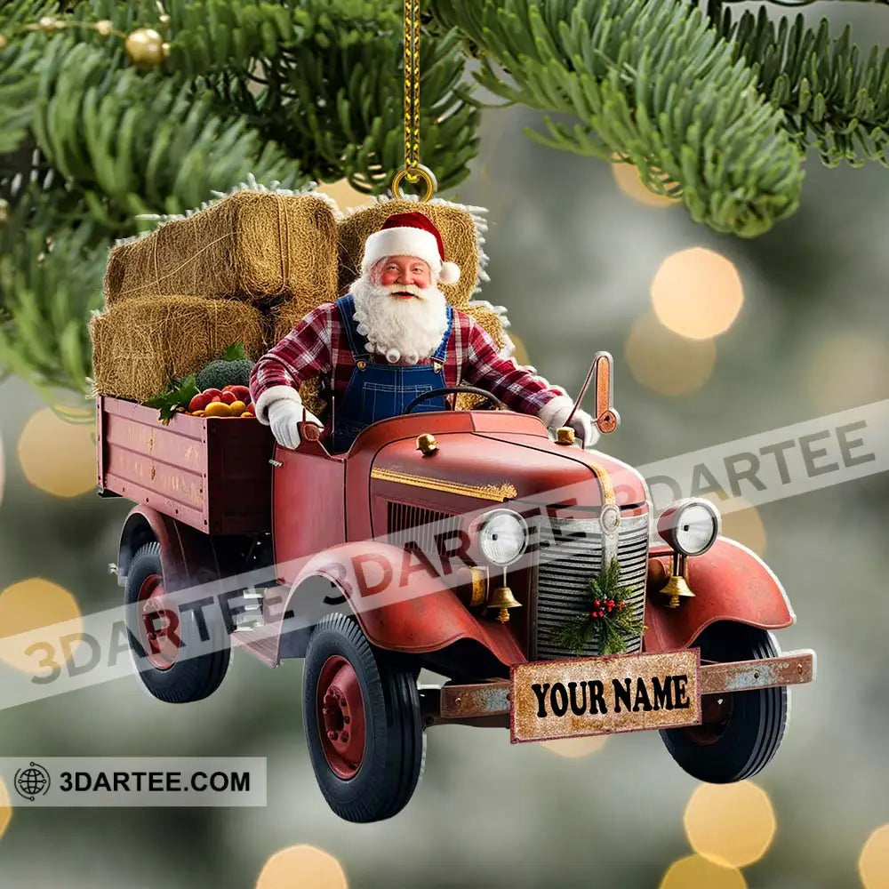 Custom Name Santa Truck Ornament Christmas Gift Decoration