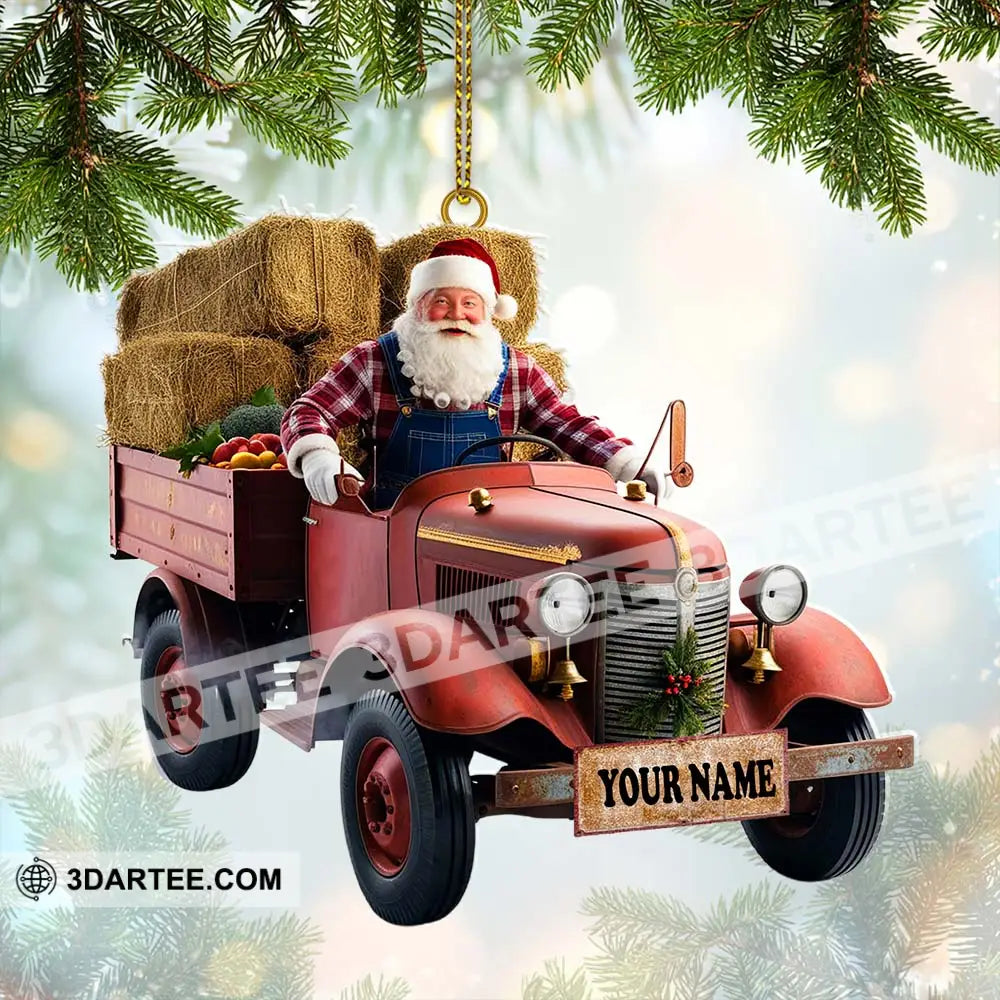 Custom Name Santa Truck Ornament Christmas Gift Decoration 3.54’’ / 1