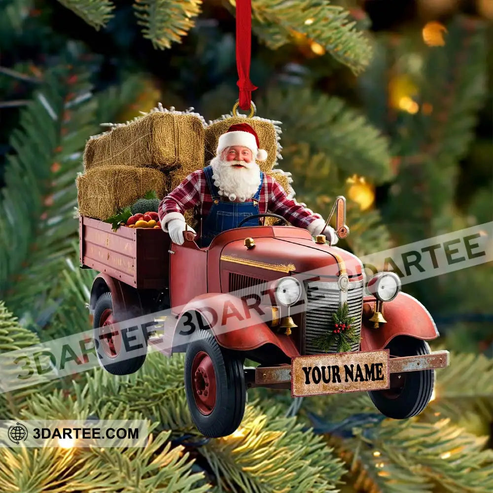 Custom Name Santa Truck Ornament Christmas Gift Decoration