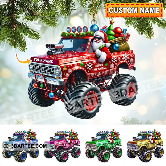 Custom Name Santa Truck Ornament Christmas Gift Decoration