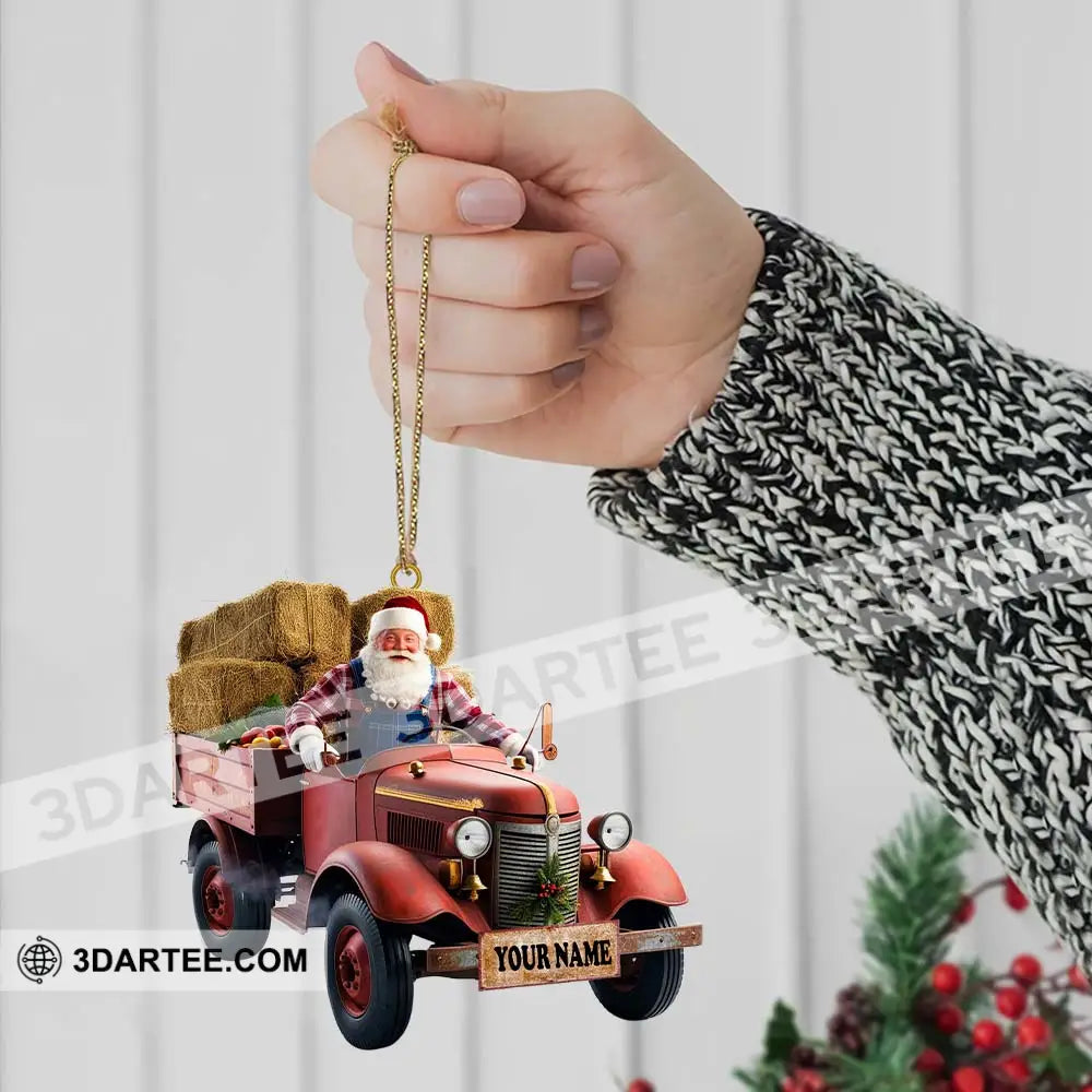 Custom Name Santa Truck Ornament Christmas Gift Decoration