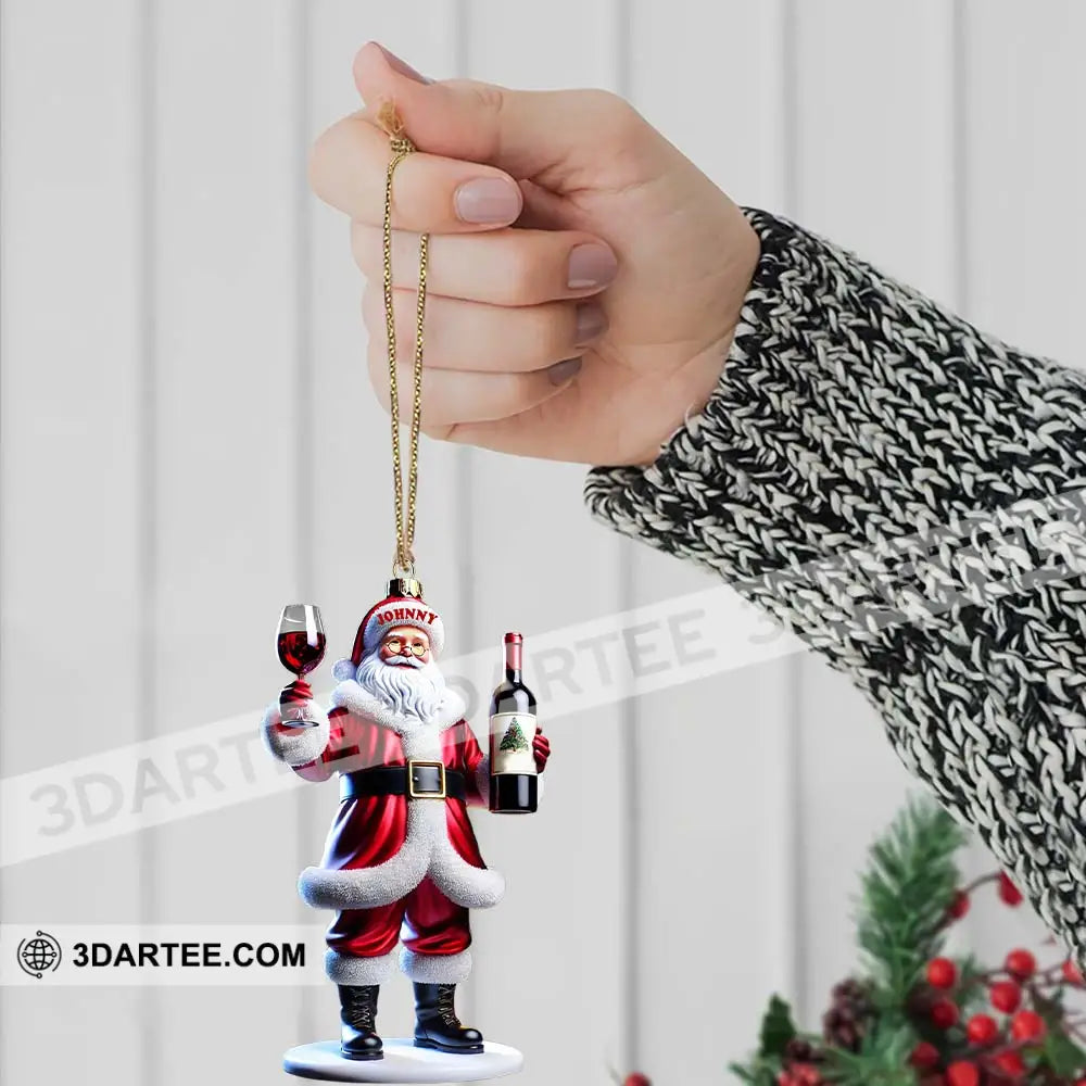 Custom Name Santa Wine Ornament Christmas Gift