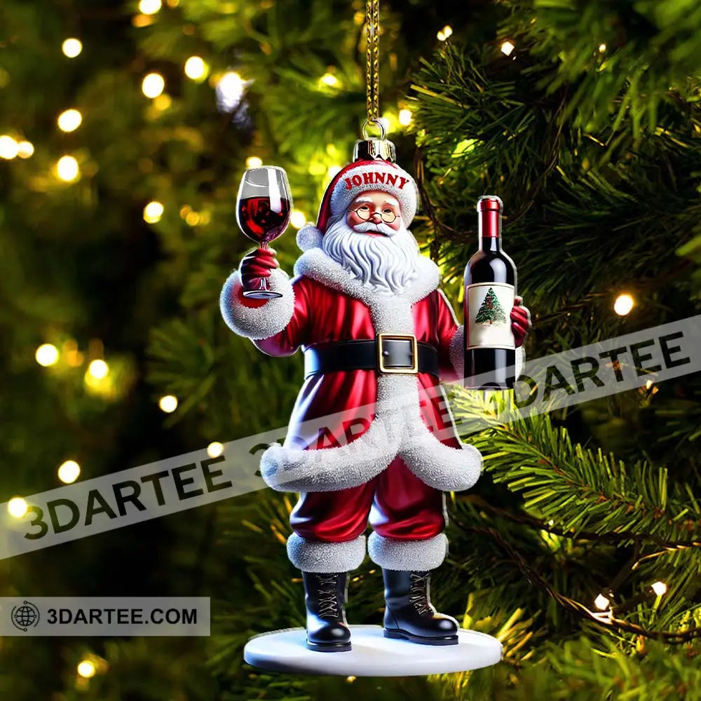 Custom Name Santa Wine Ornament Christmas Gift