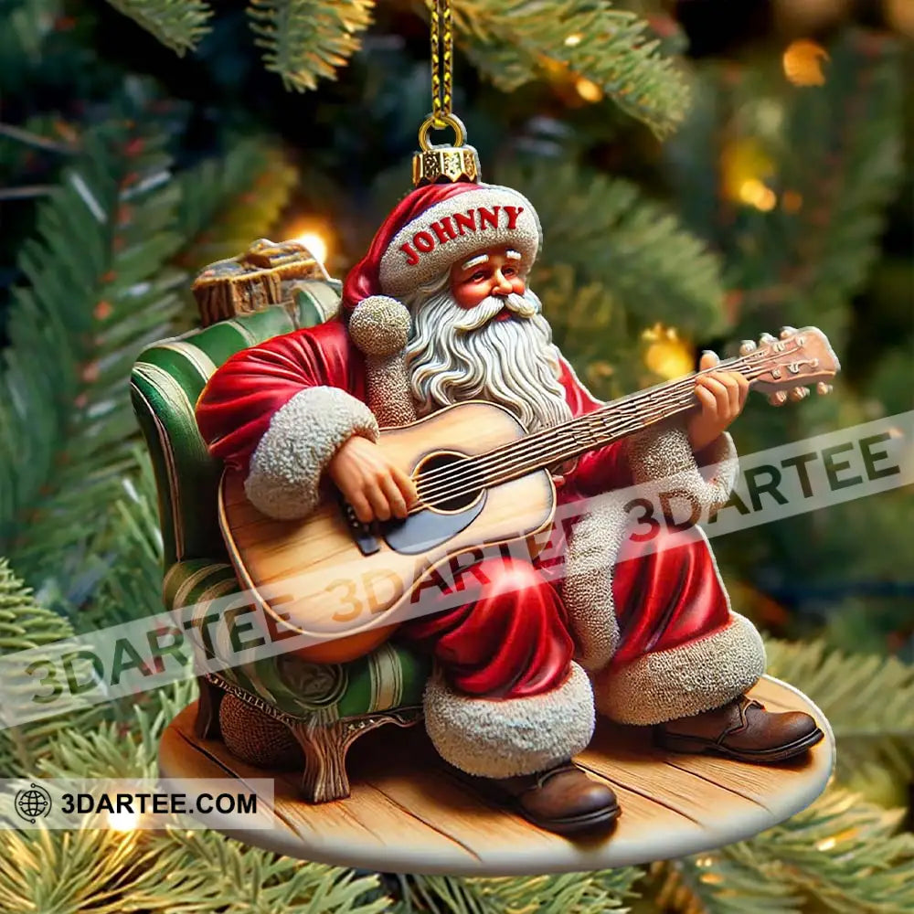 Custom Name Santa With Guitar Ornament Christmas Gift