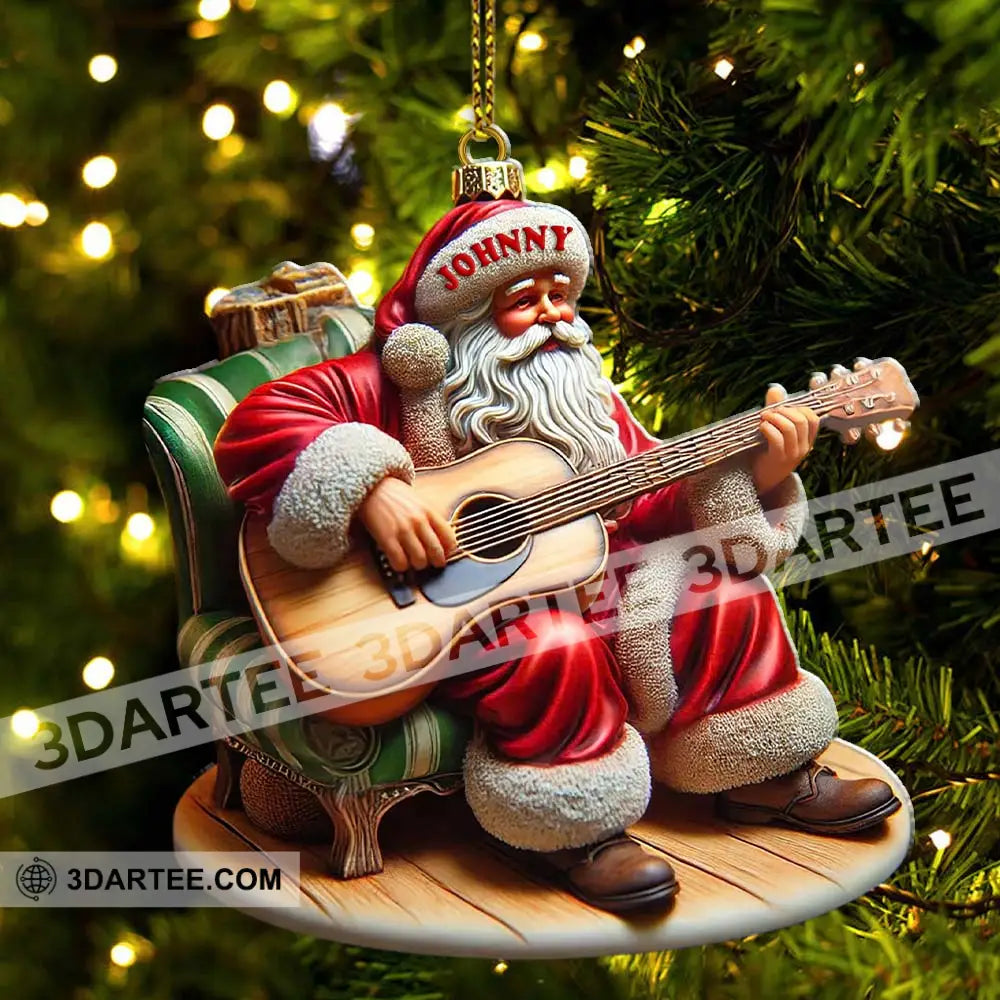 Custom Name Santa With Guitar Ornament Christmas Gift