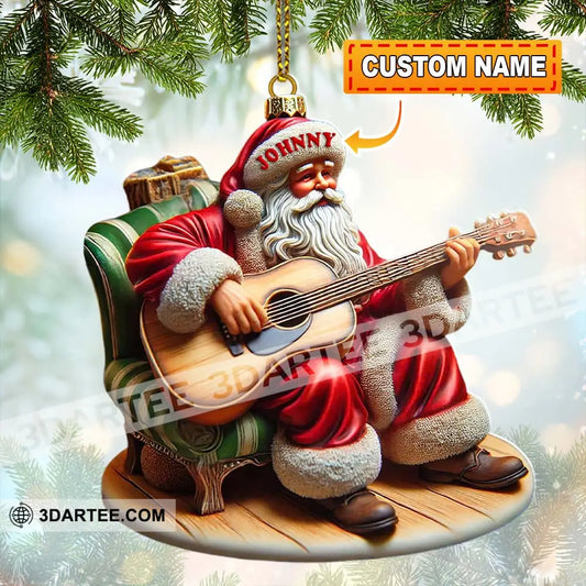 Custom Name Santa With Guitar Ornament Christmas Gift