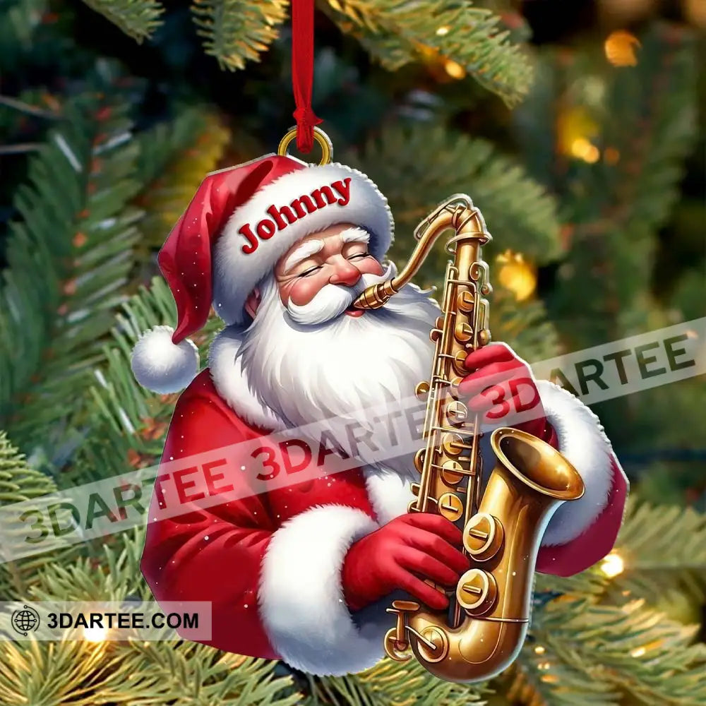 Custom Name Saxophone Santa Ornament Lover Christmas Gift