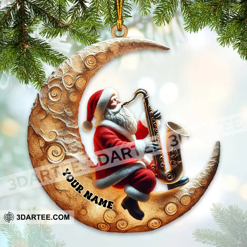 Custom Name Saxophone Santa Ornament Lover Christmas Gift 3.54’’ / 1