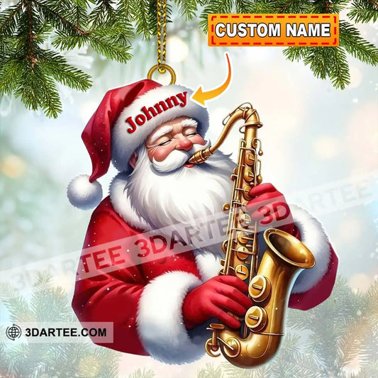 Custom Name Saxophone Santa Ornament Lover Christmas Gift