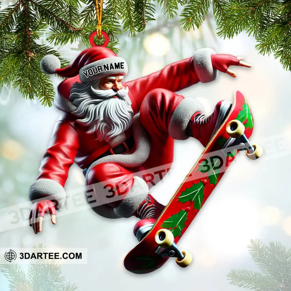 Custom Name Skating Santa Ornament Lover Christmas Gift 3.54’’ / 1