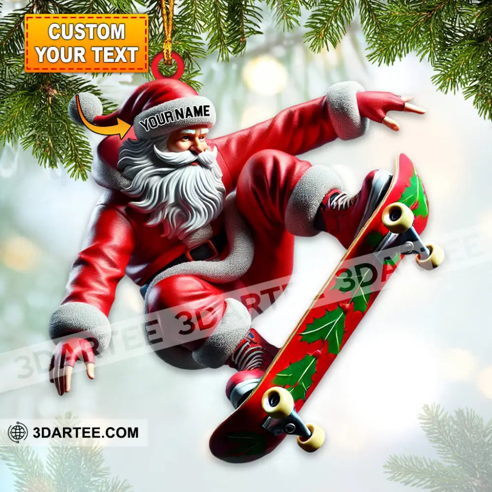 Custom Name Skating Santa Ornament Lover Christmas Gift