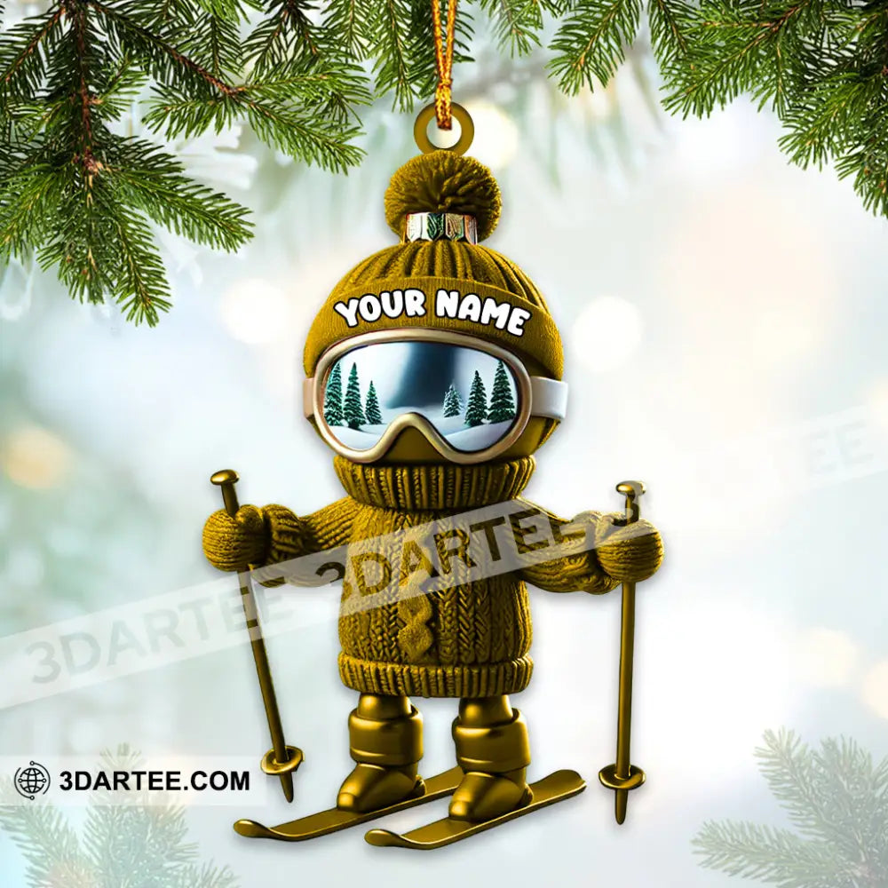 Custom Name Skiing Ornament Santa Christmas Gift Decoration