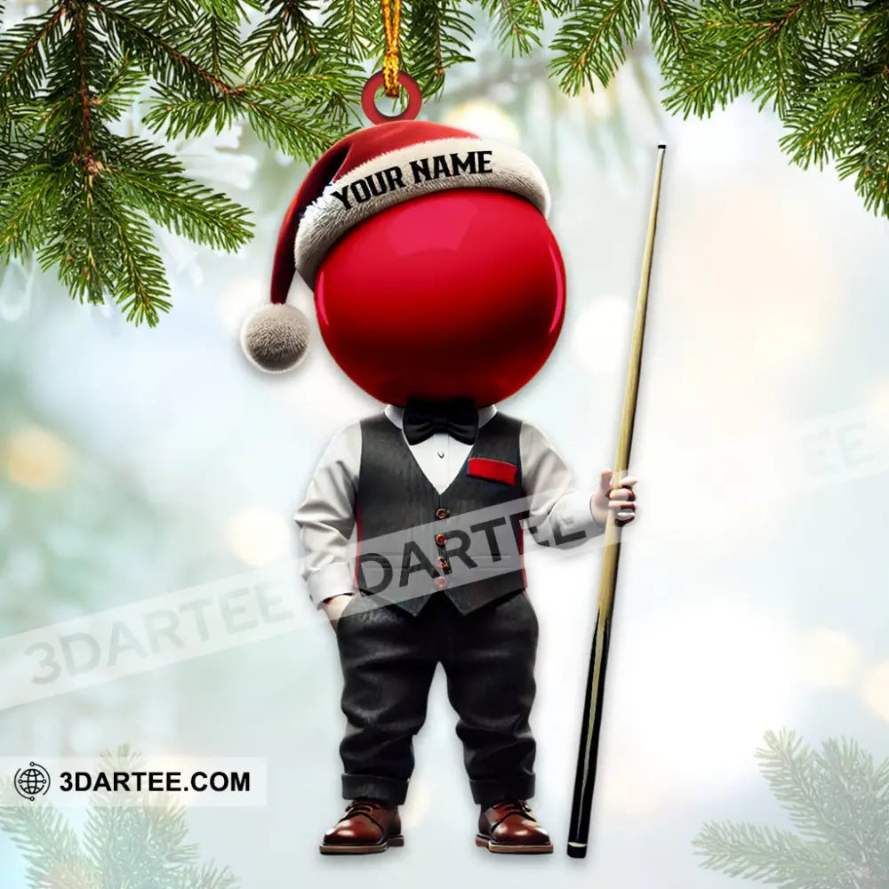 Custom Name Snooker Ornament Billiard Lover Christmas Gift 3.54’’ / 1