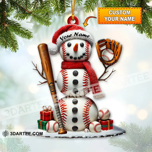 Custom Name Snow White Baseball Ornament Snowman Christmas Decoration