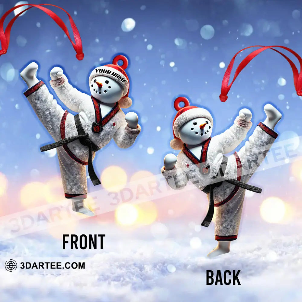 Custom Name Snowman Karate Ornament Christmas Gift For Lover