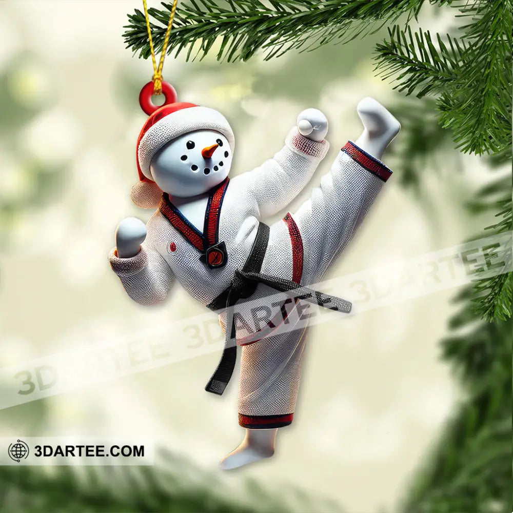 Custom Name Snowman Karate Ornament Christmas Gift For Lover 3.54’’ / 1