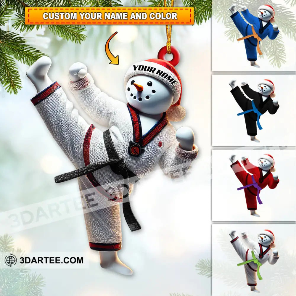 Custom Name Snowman Karate Ornament Christmas Gift For Lover