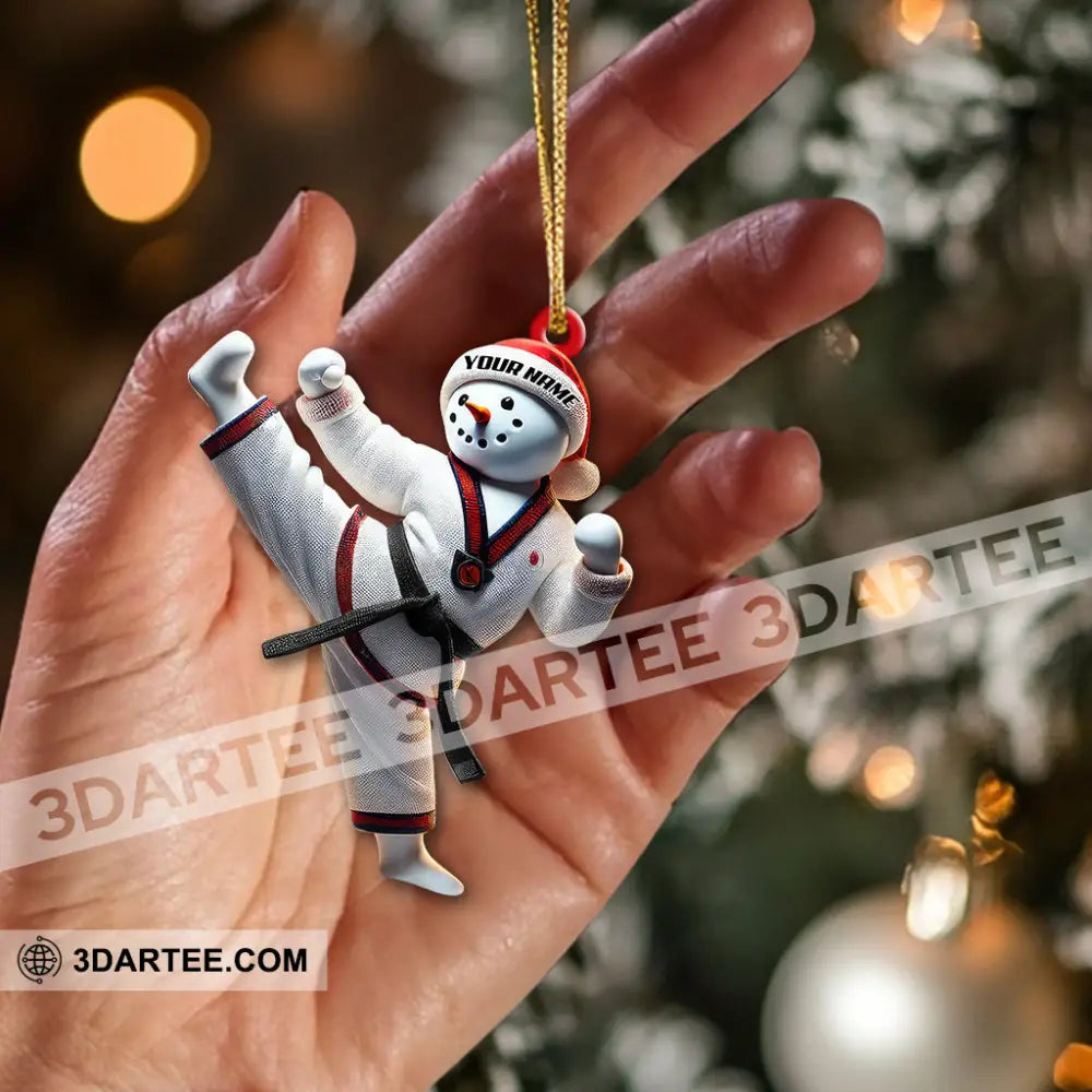 Custom Name Snowman Karate Ornament Christmas Gift For Lover