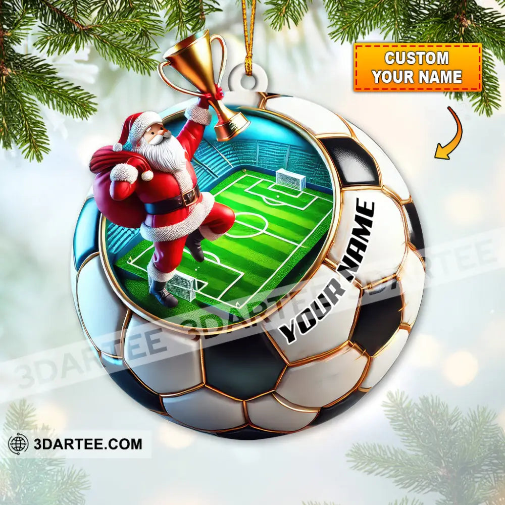 Custom Name Soccer Santa Ornament Christmas Gift