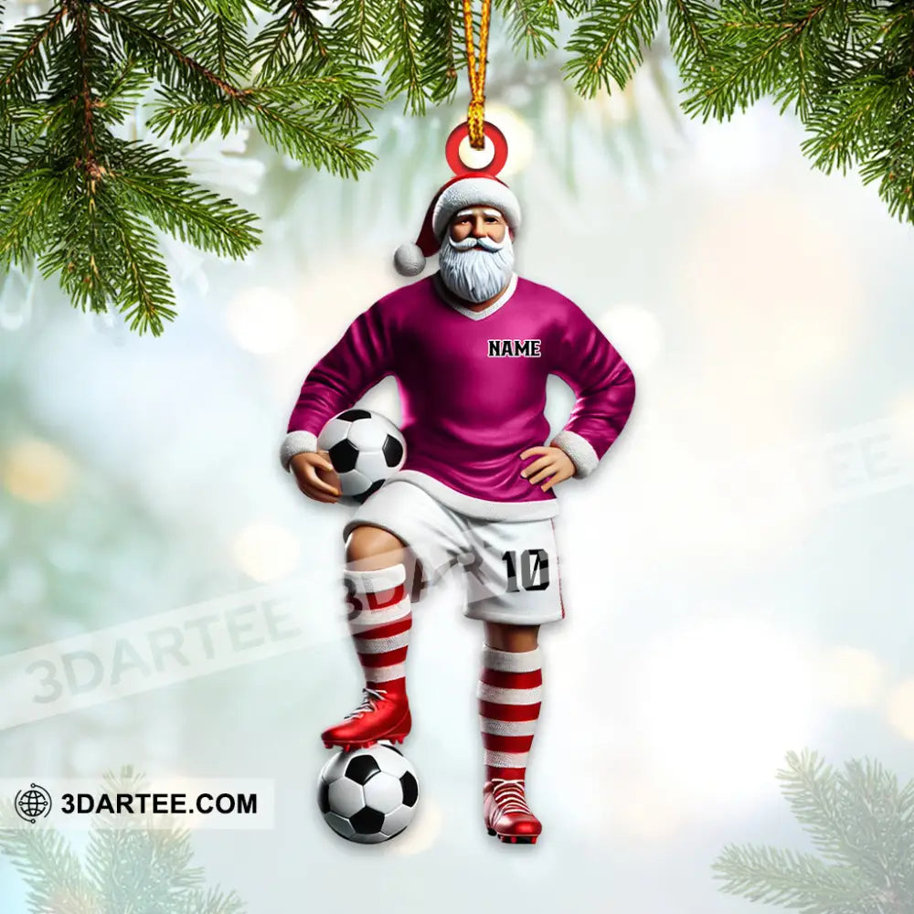 Custom Name Soccer Santa Ornament Christmas Gift