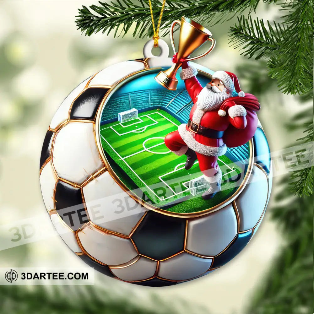 Custom Name Soccer Santa Ornament Christmas Gift 3.54’’ / 1