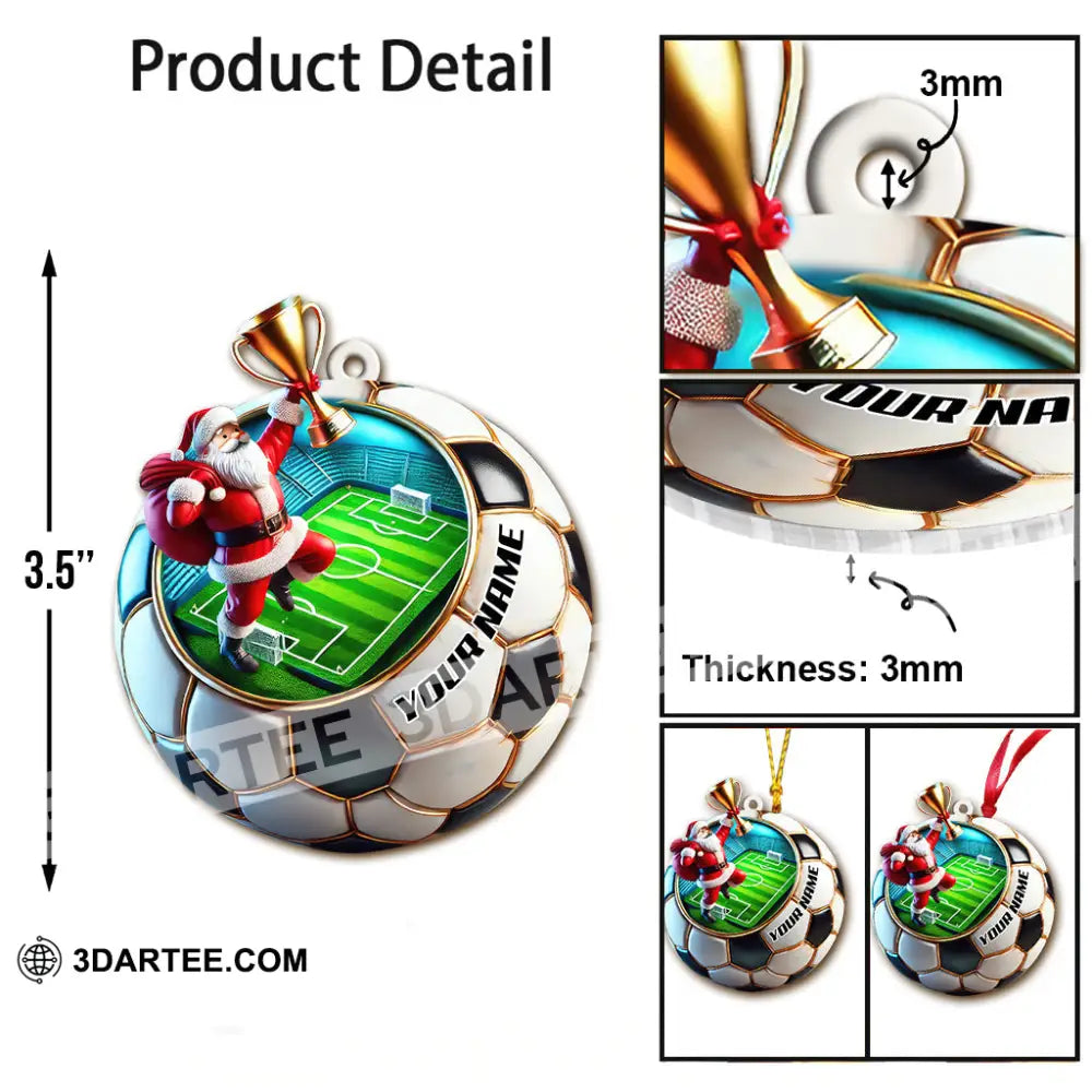 Custom Name Soccer Santa Ornament Christmas Gift