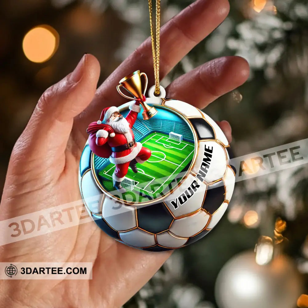 Custom Name Soccer Santa Ornament Christmas Gift