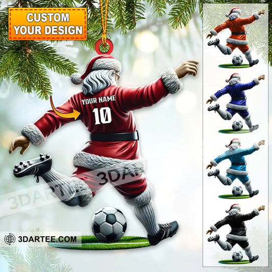 Custom Name Soccer Santa Ornament Christmas Gift