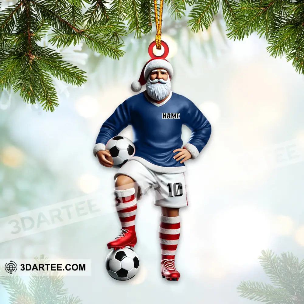 Custom Name Soccer Santa Ornament Christmas Gift