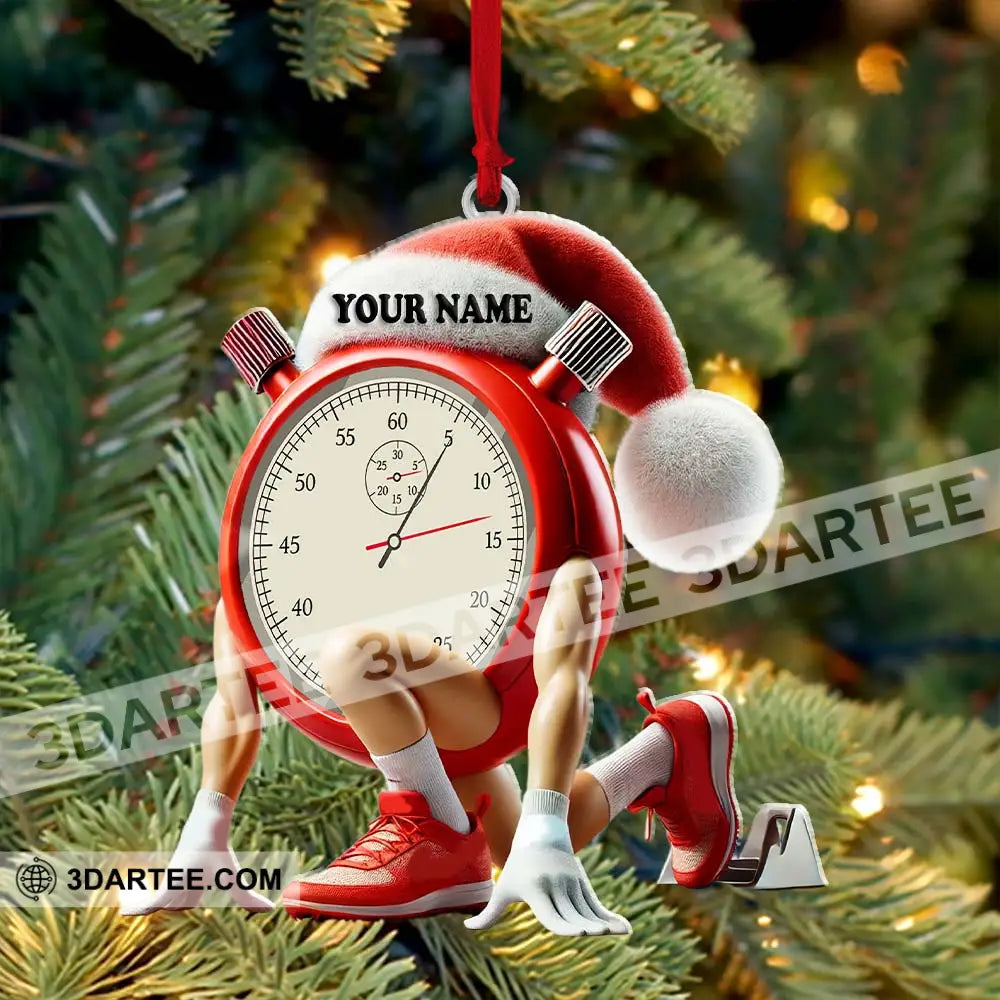 Custom Name Stopwatch Ornament Christmas Gift For Sport Lover