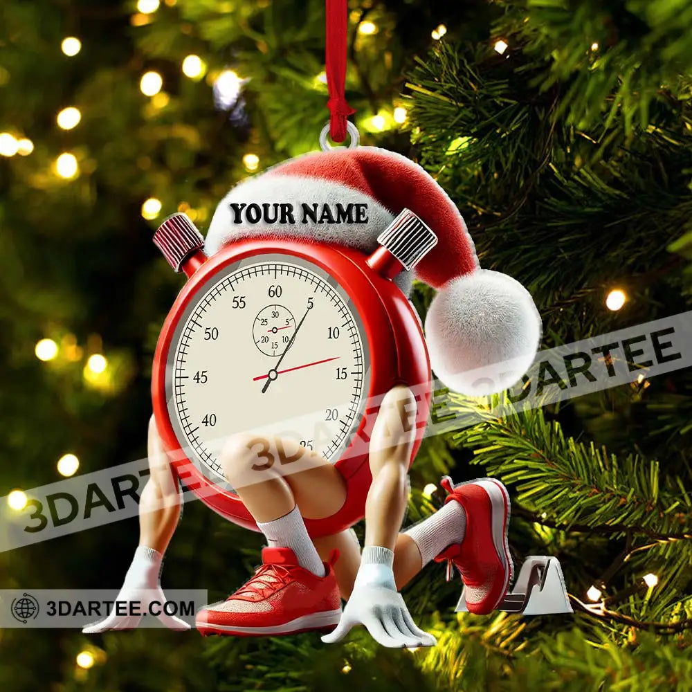 Custom Name Stopwatch Ornament Christmas Gift For Sport Lover