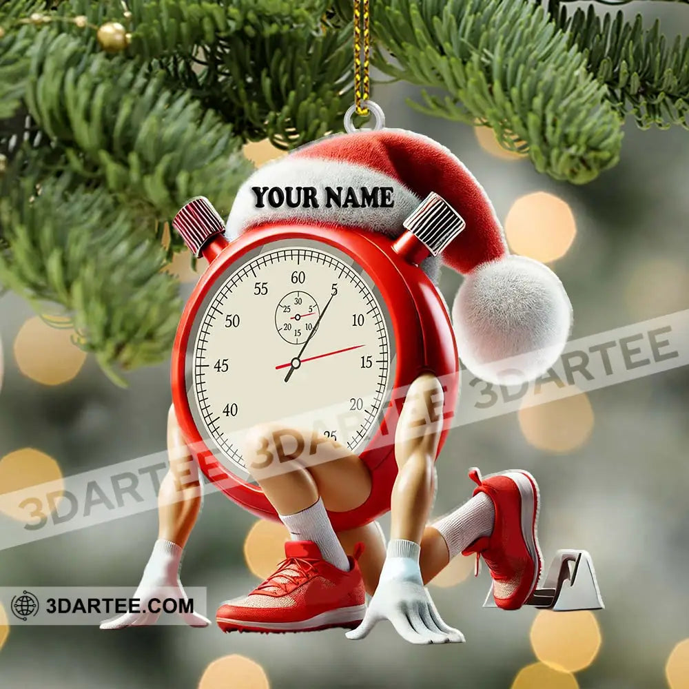 Custom Name Stopwatch Ornament Christmas Gift For Sport Lover