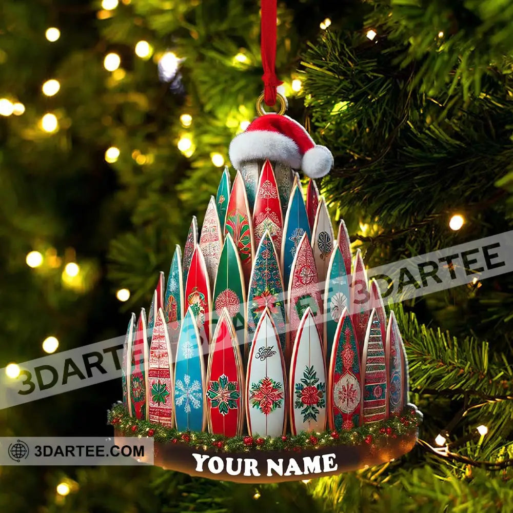 Custom Name Surfing Ornament Christmas Gift For Lover