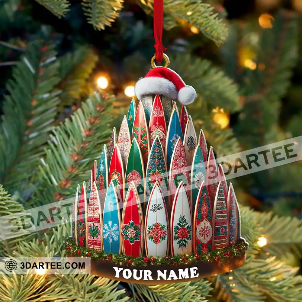 Custom Name Surfing Ornament Christmas Gift For Lover