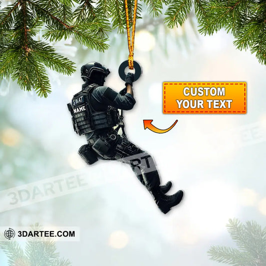 Custom Name Swat Ornament Gift For Swat Police