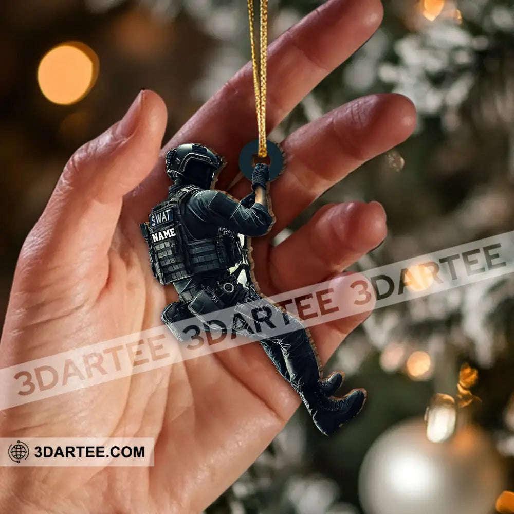 Custom Name SWAT Ornament Gift For Swat Police 3.54’’ / 1 Pack Ornament