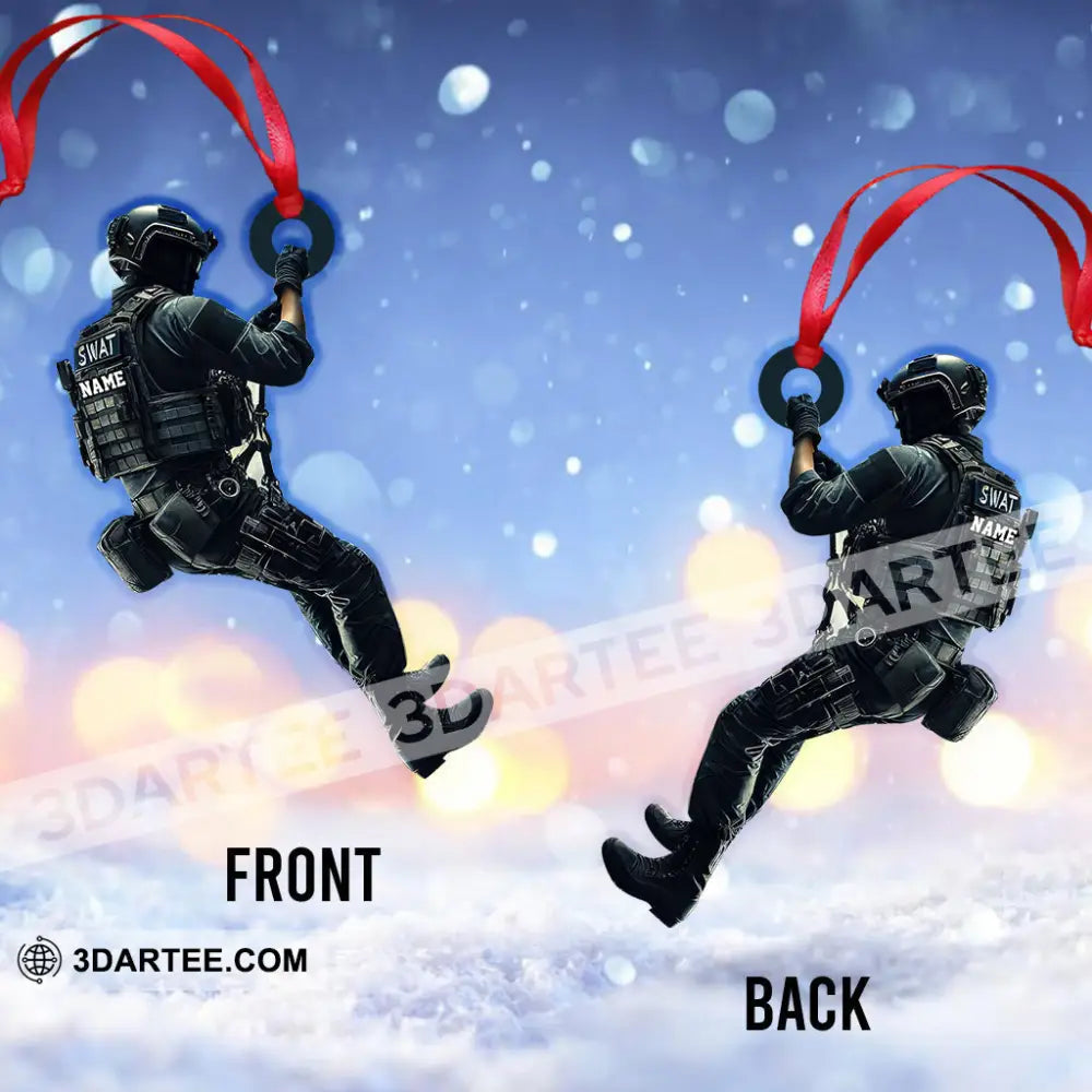 Custom Name Swat Ornament Gift For Swat Police