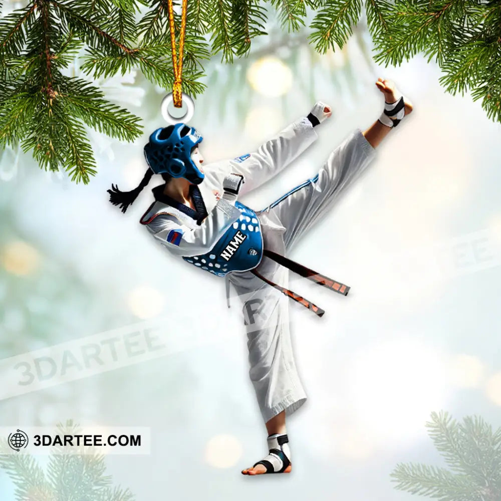 Custom Name Taekwondo Ornament Christmas Gift 3.54’’ / 1