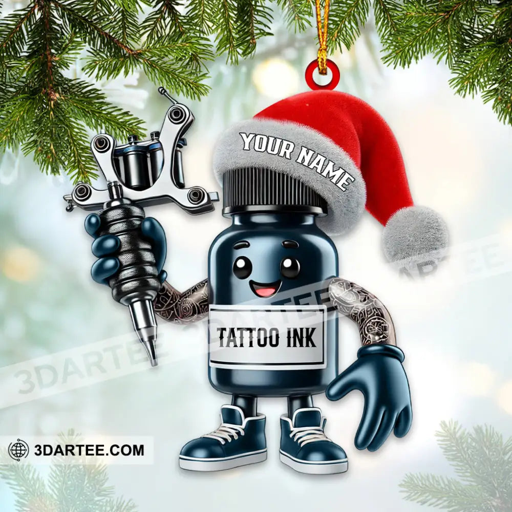 Custom Name Tattoo Shop Ornament Christmas Decoration For Studio 3.54’’ / 1