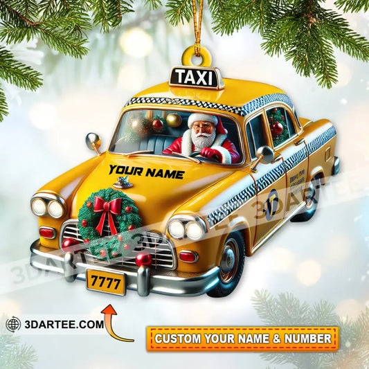 Custom Name Taxi Santa Ornament Christmas Gift