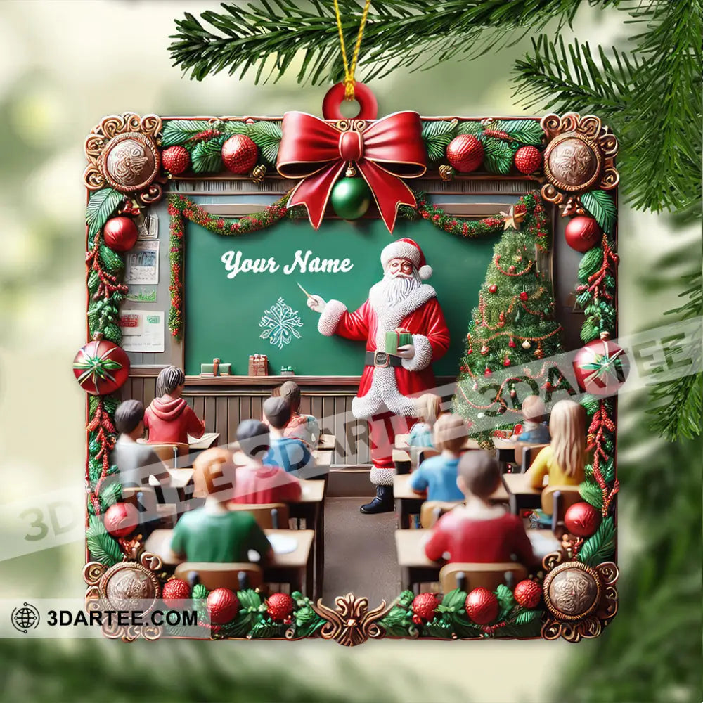 Custom Name Teacher Christmas Ornament Gift For 3.54’’ / 1