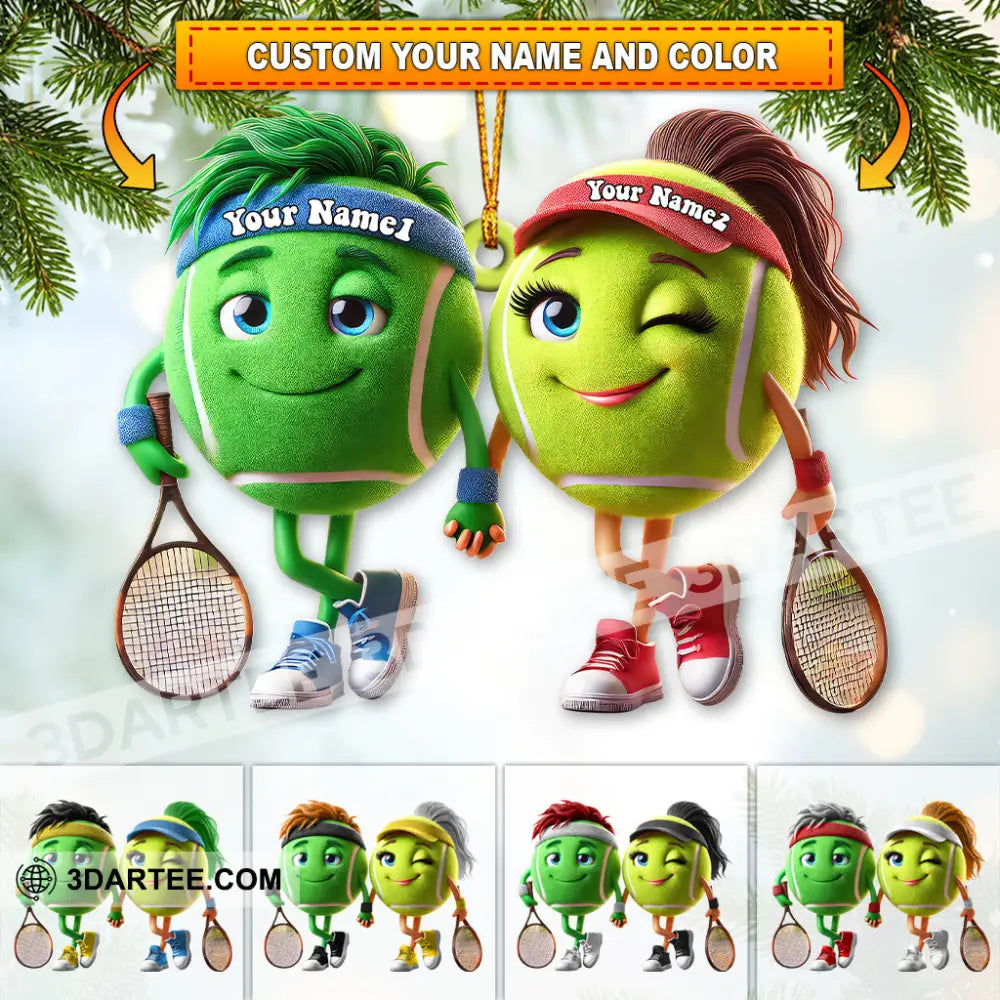 Custom Name Tennis Couple Ornament Christmas Gift