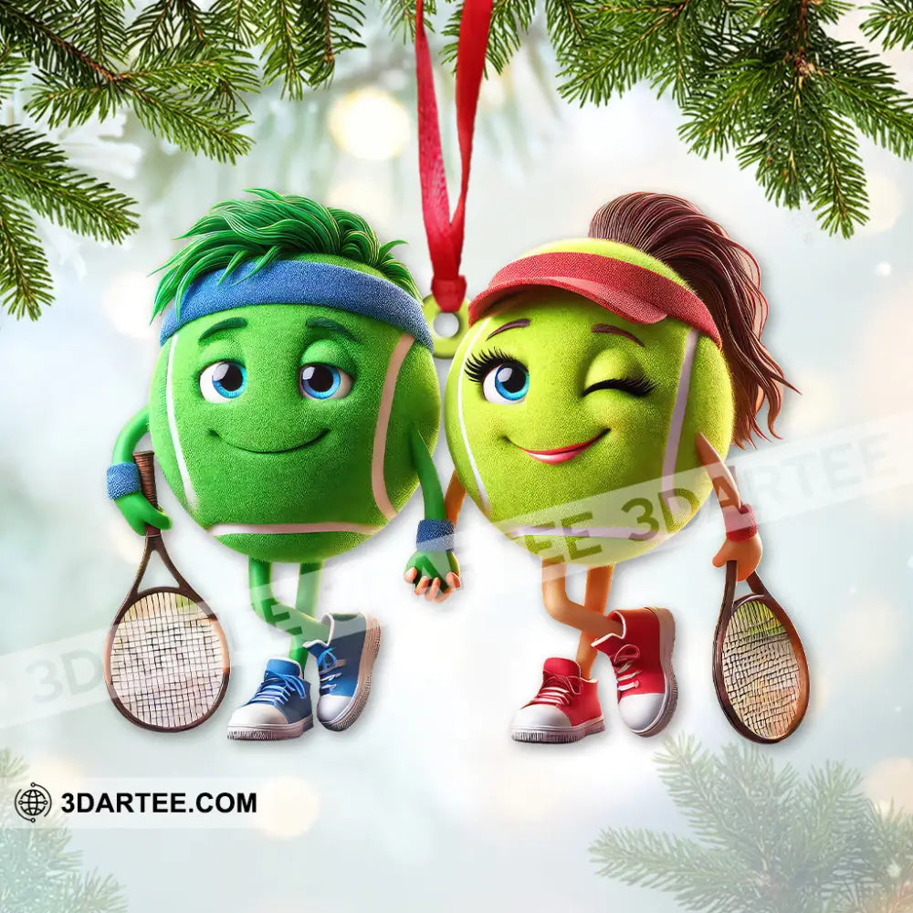 Custom Name Tennis Couple Ornament Christmas Gift 3.54’’ / 1