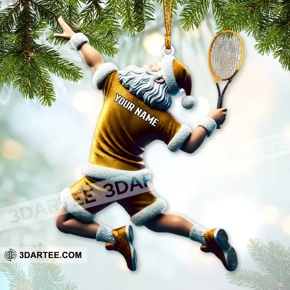 Custom Name Tennis Ornament Santa Christmas Gift