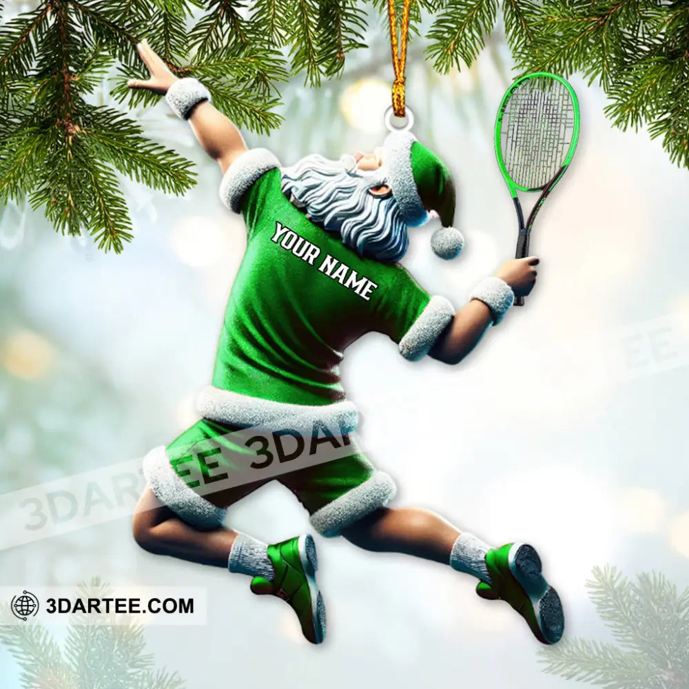 Custom Name Tennis Ornament Santa Christmas Gift