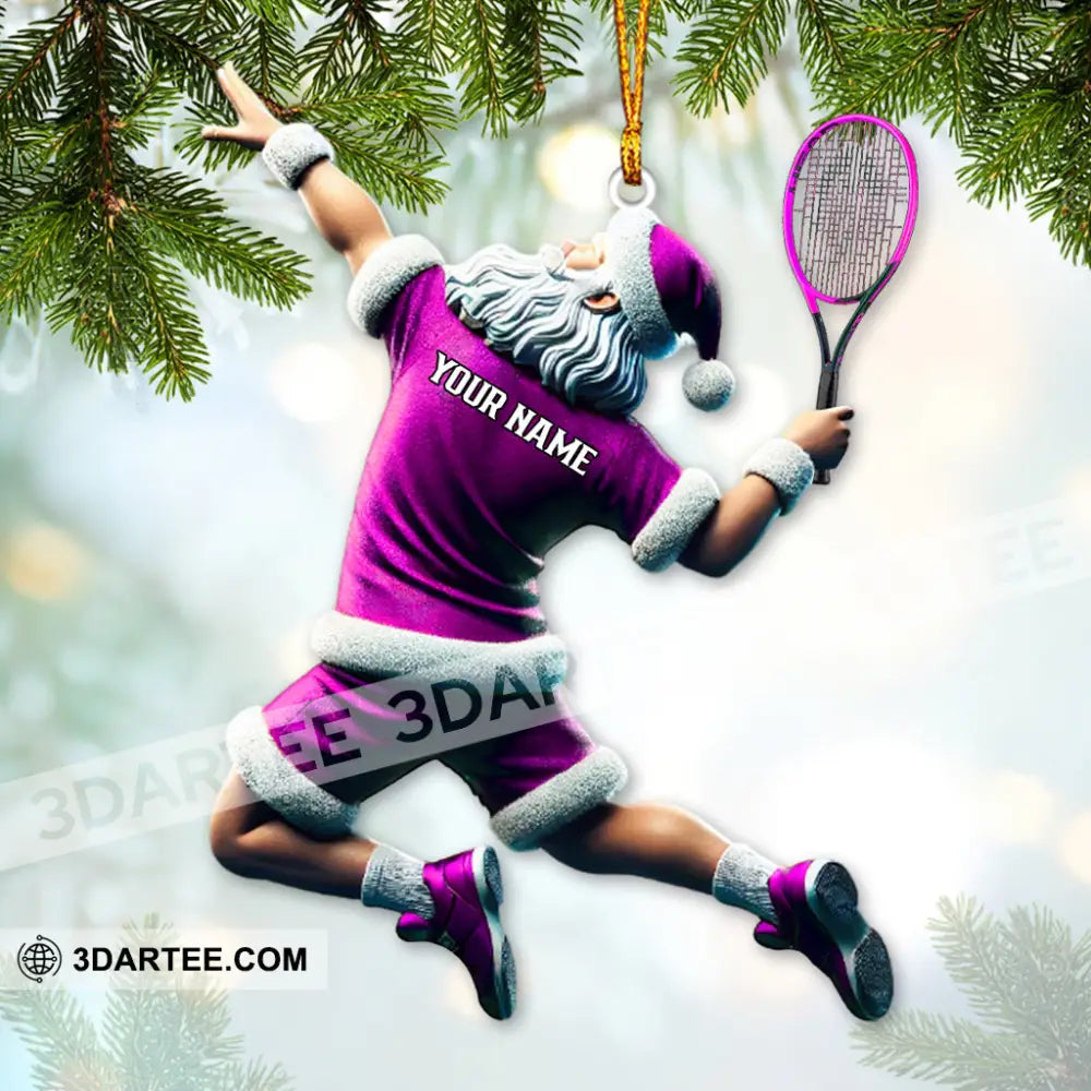 Custom Name Tennis Ornament Santa Christmas Gift